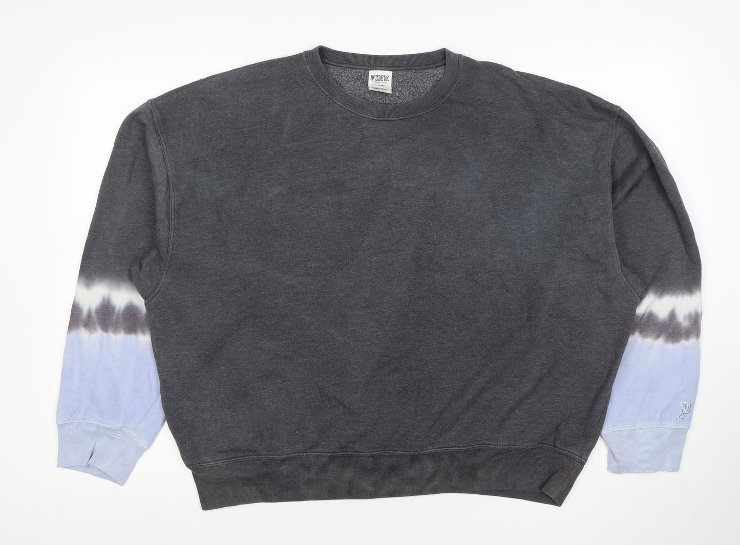 Victoria's Secret PINK Women's Grey Tie-Dye Pullover Sweatshirt M