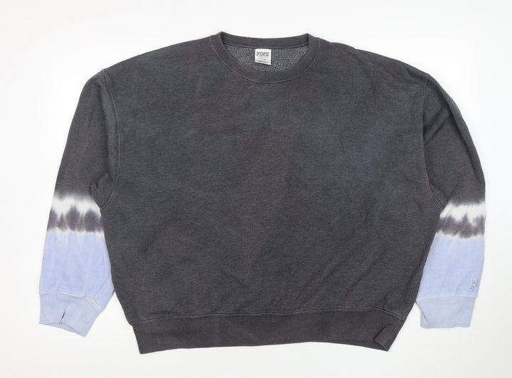 Victoria's Secret PINK Women's Grey Tie-Dye Pullover Sweatshirt M