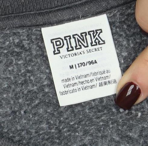 Victoria's Secret PINK Women's Grey Tie-Dye Pullover Sweatshirt M