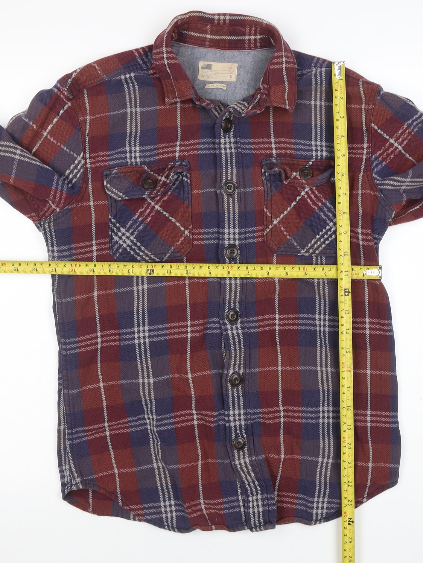 Uniqlo Men's Multicoloured Plaid Flannel Cotton Button-Up Shirt Size S