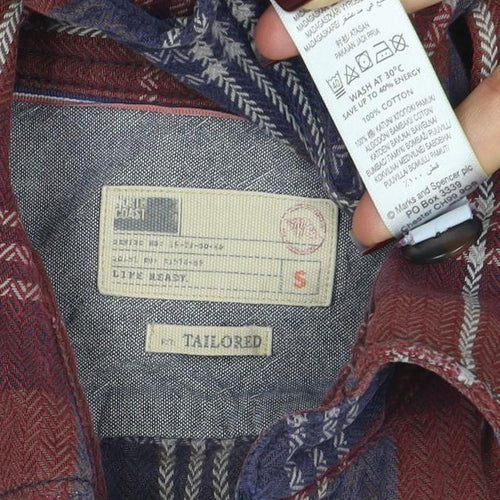 Uniqlo Men's Multicoloured Plaid Flannel Cotton Button-Up Shirt Size S