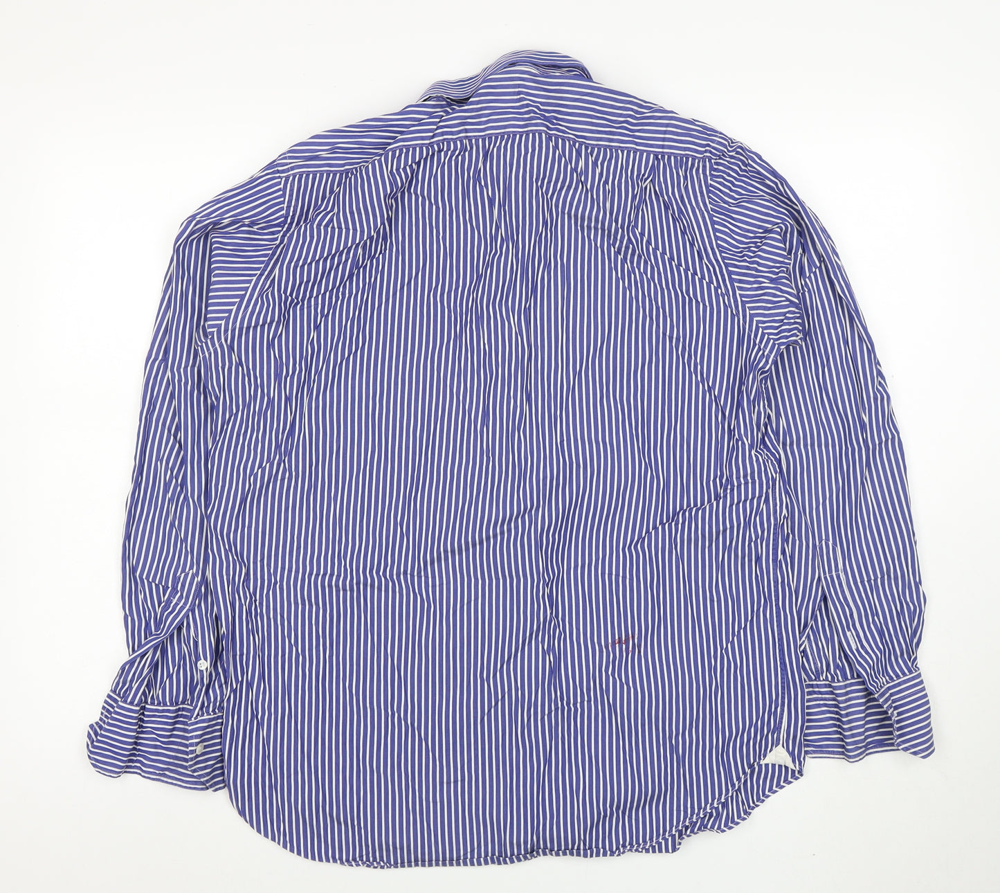 Bagutta Men's Blue Striped Cotton Long Sleeve Button-Up Shirt Size 16