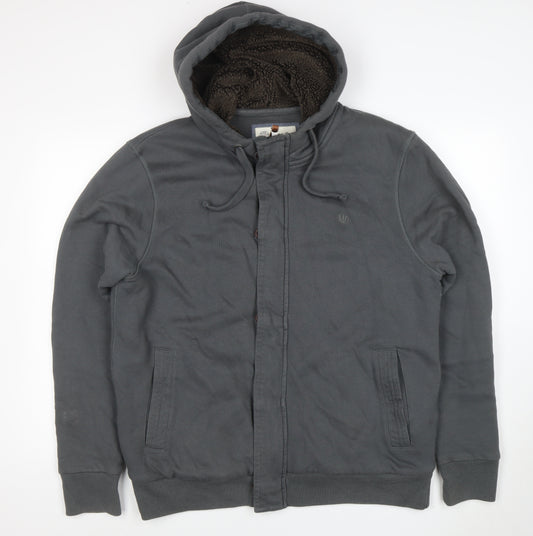 Fat Face Men's Grey L Full Zip Sherpa Lined Hoodie