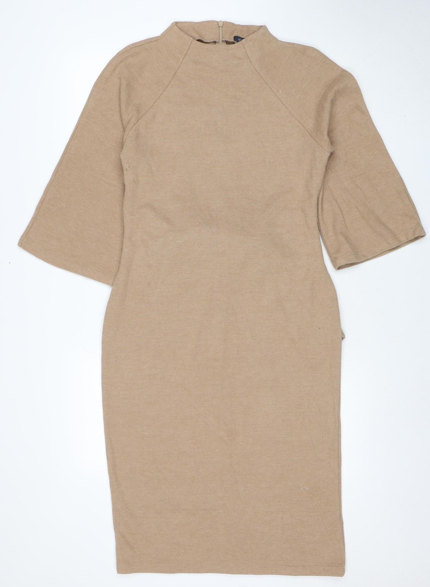 Marks and Spencer Women Beige Size 12 Midi Shift Dress