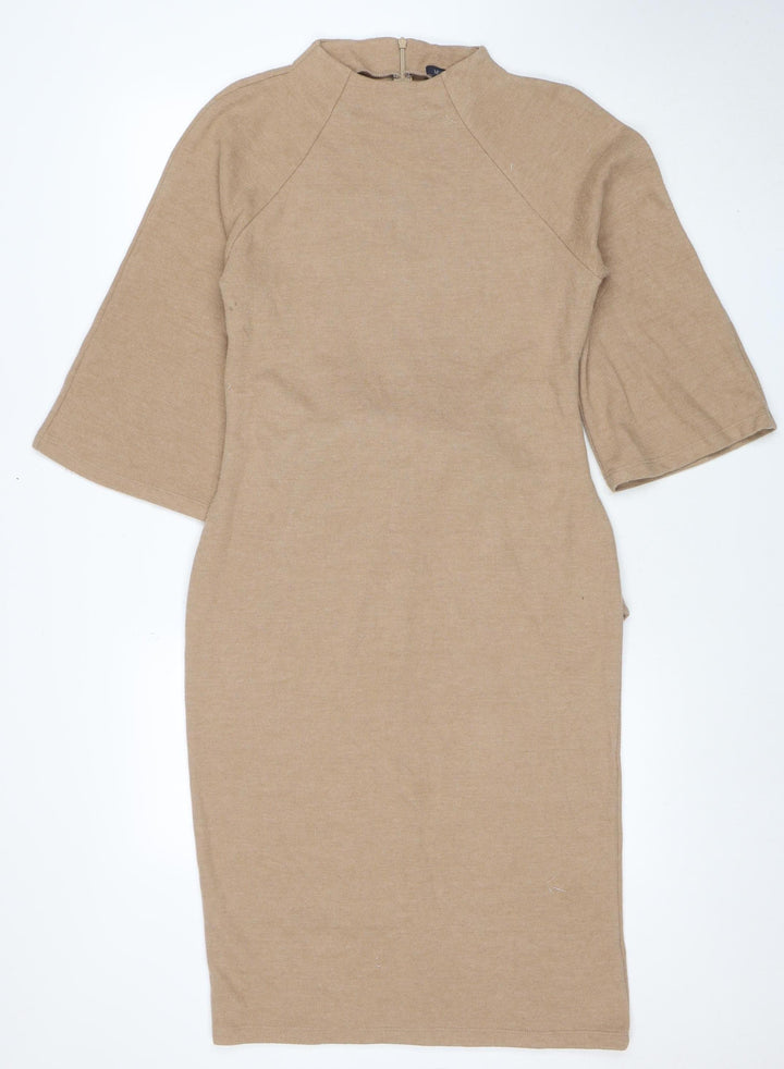 Marks and Spencer Women Beige Size 12 Midi Shift Dress