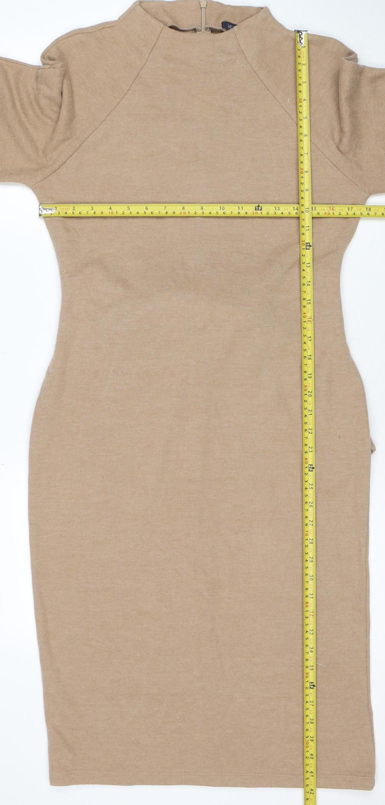 Marks and Spencer Women Beige Size 12 Midi Shift Dress