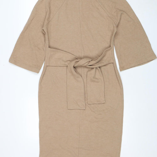 Marks and Spencer Women Beige Size 12 Midi Shift Dress