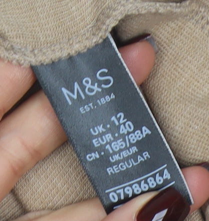 Marks and Spencer Women Beige Size 12 Midi Shift Dress