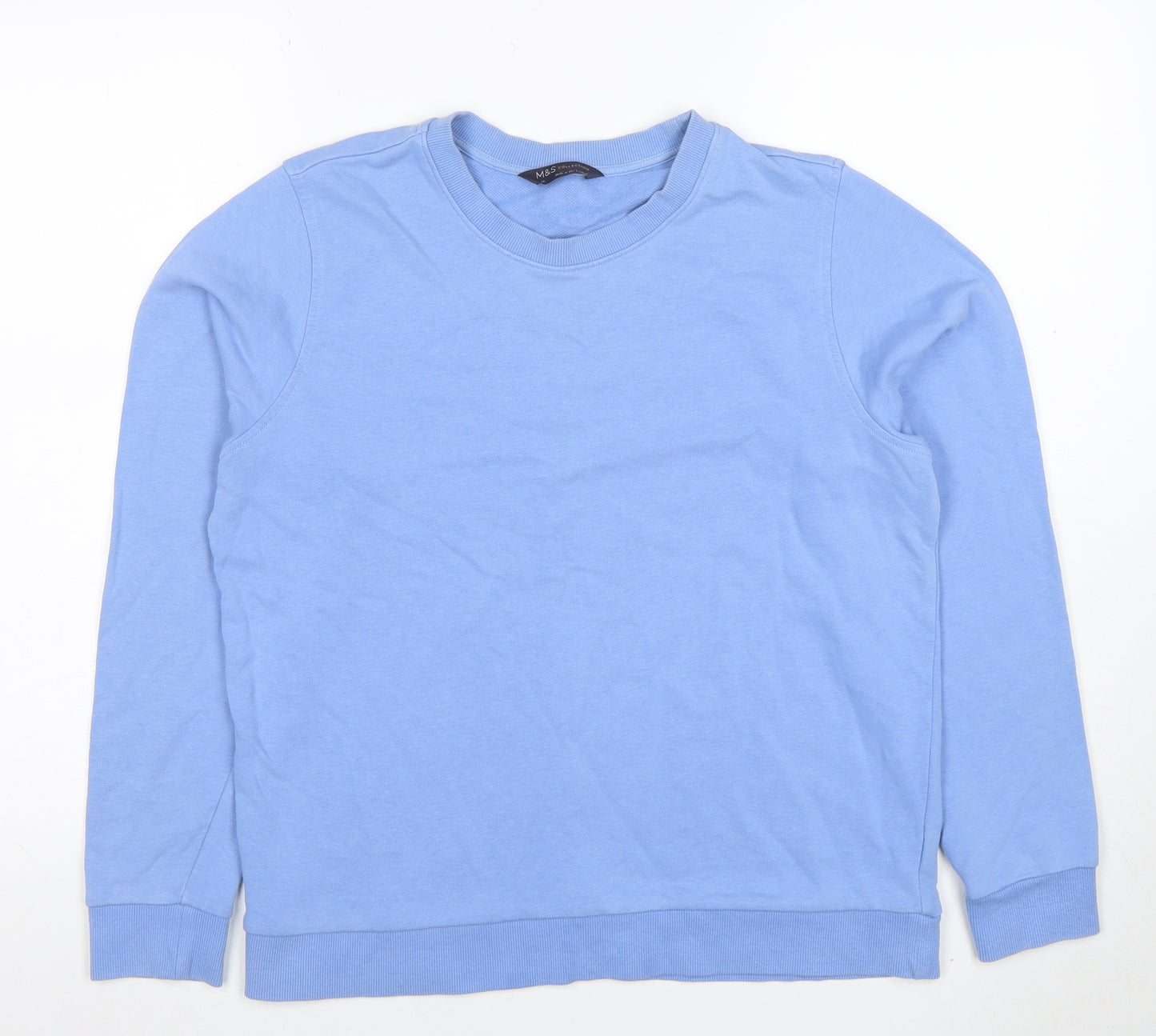 Marks and Spencer Women Blue Size 14 Cotton Blend Pullover Sweatshirt