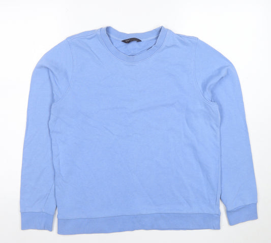 Marks and Spencer Women Blue Size 14 Cotton Blend Pullover Sweatshirt