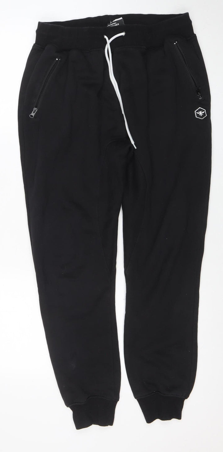 Bee Inspired Men Black L Jogger Sweatpants 100% Cotton Drawstring