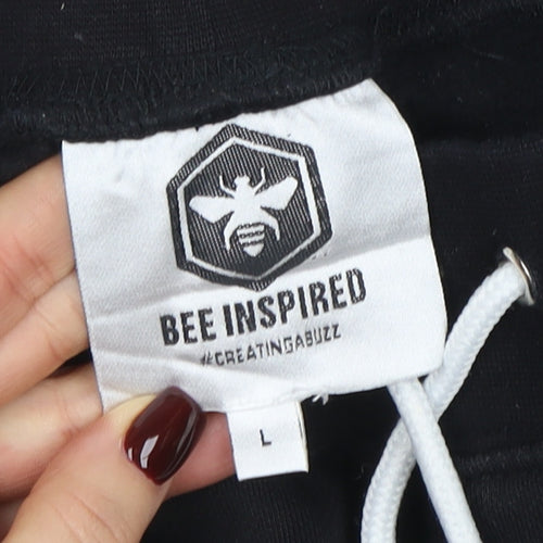 Bee Inspired Men Black L Jogger Sweatpants 100% Cotton Drawstring