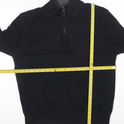 Eddie Bauer Men’s Black 1/4 Zip Cotton Cashmere Jumper Size S
