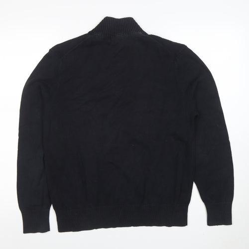 Eddie Bauer Men’s Black 1/4 Zip Cotton Cashmere Jumper Size S