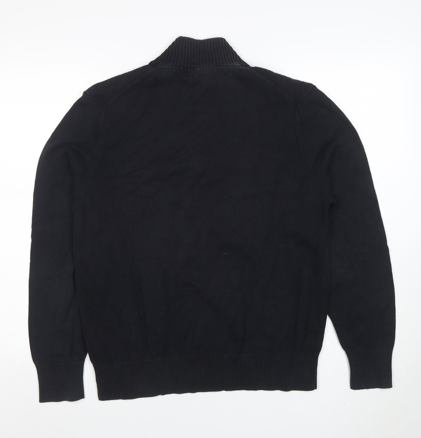 Eddie Bauer Men’s Black 1/4 Zip Cotton Cashmere Jumper Size S