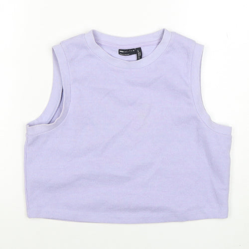 ASOS Design Women’s Purple Cropped Tank Top UK 8 Polyester Cotton