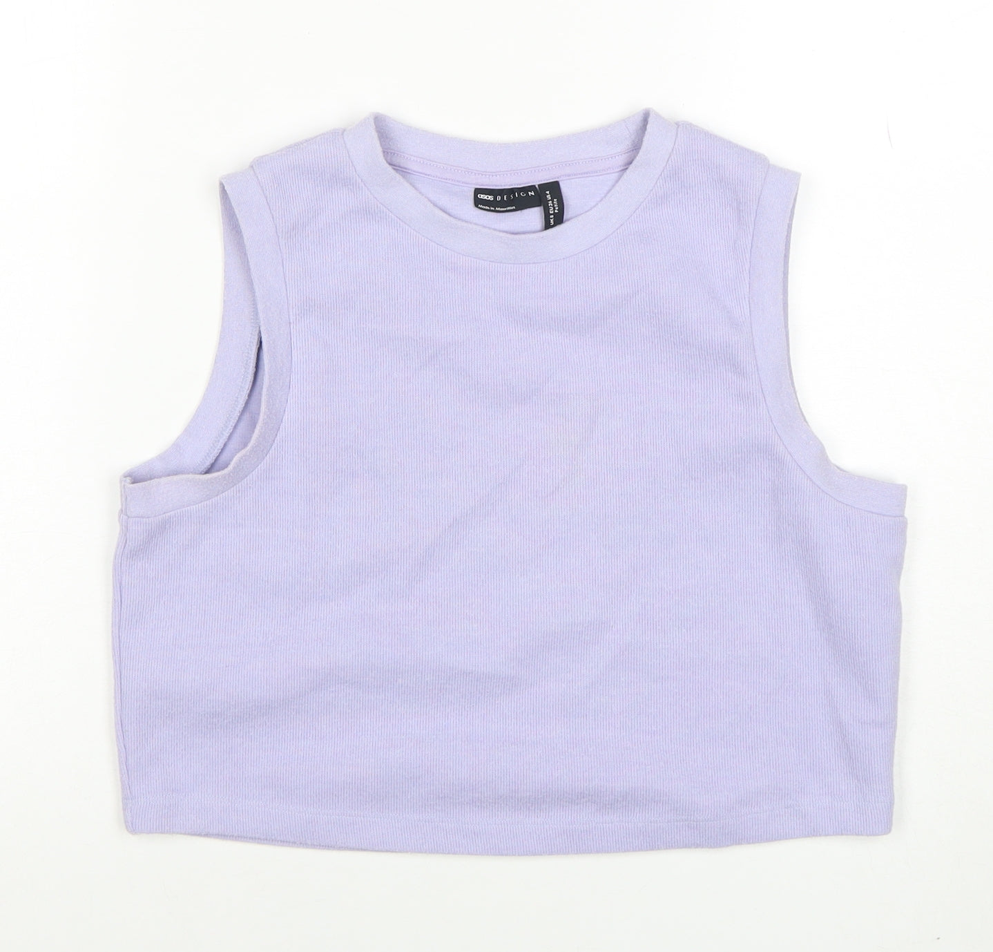 ASOS Design Women’s Purple Cropped Tank Top UK 8 Polyester Cotton