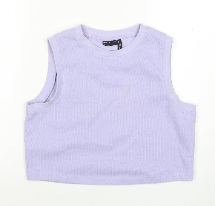 ASOS Design Women’s Purple Cropped Tank Top UK 8 Polyester Cotton