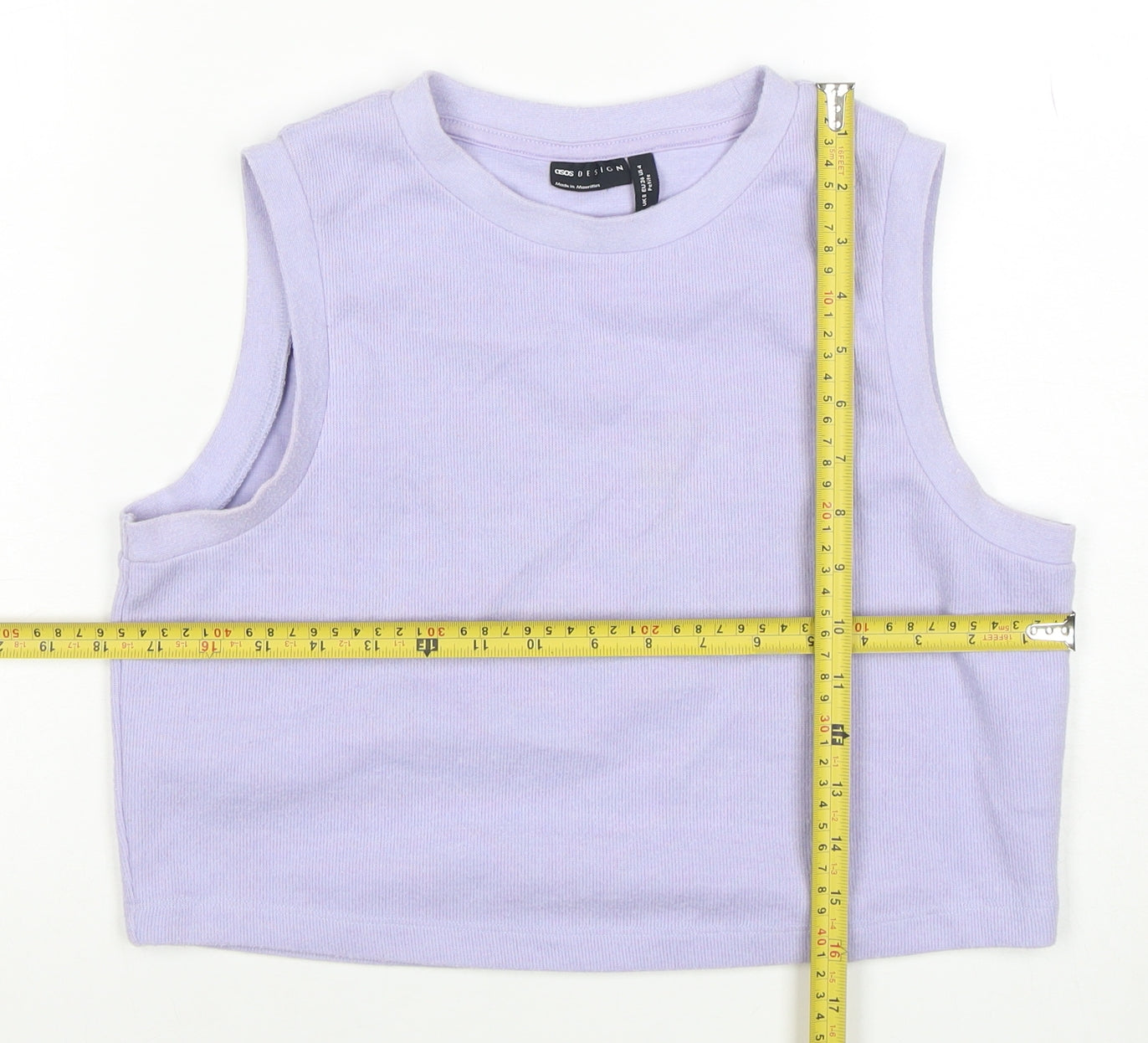 ASOS Design Women’s Purple Cropped Tank Top UK 8 Polyester Cotton