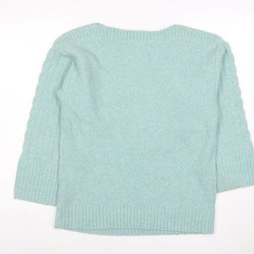 Monsoon Women’s Blue Cable Knit Crew Neck Jumper Size S