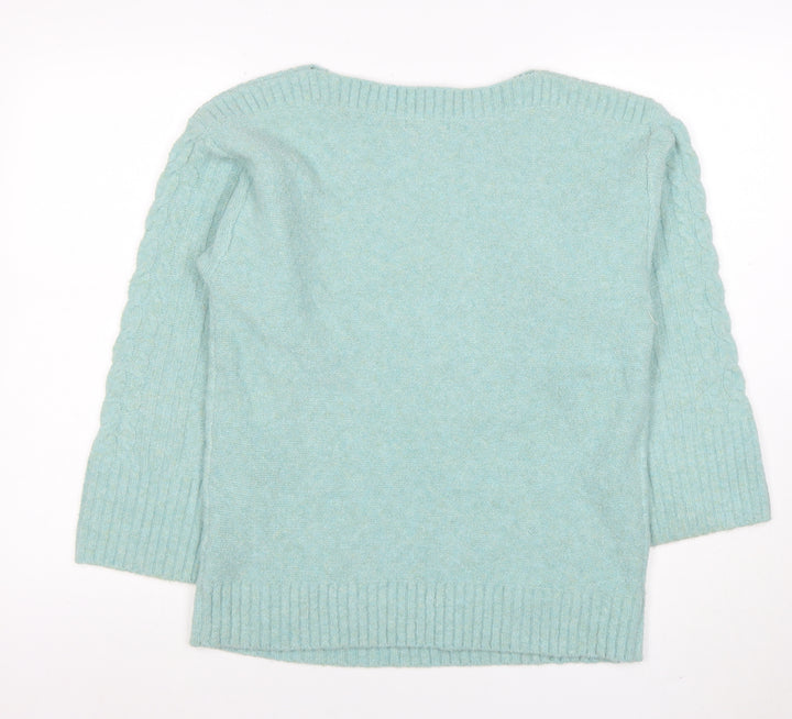 Monsoon Women’s Blue Cable Knit Crew Neck Jumper Size S