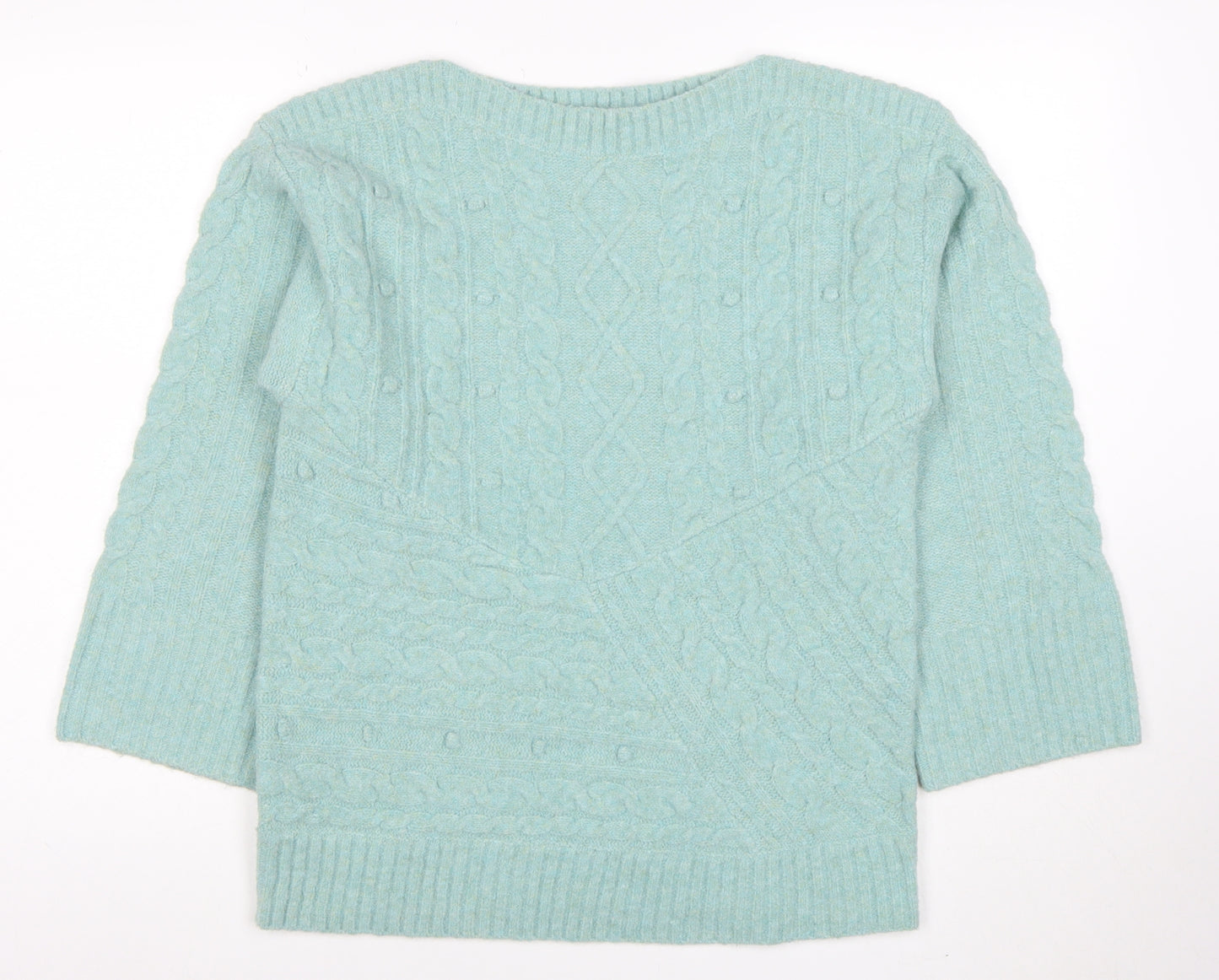 Monsoon Women’s Blue Cable Knit Crew Neck Jumper Size S