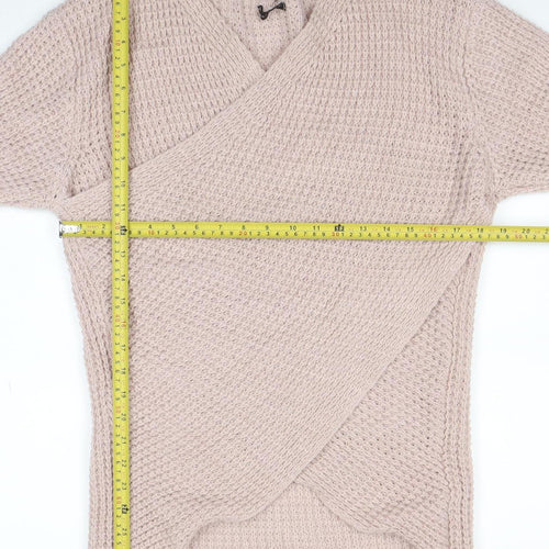 LUCA VANNUCCI Women Beige XL Wrap Chunky Knit V-Neck Jumper