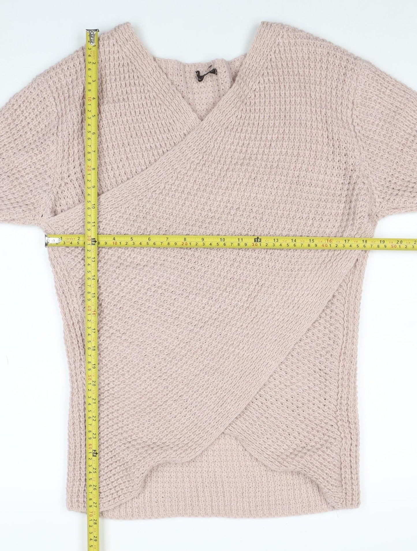 LUCA VANNUCCI Women Beige XL Wrap Chunky Knit V-Neck Jumper