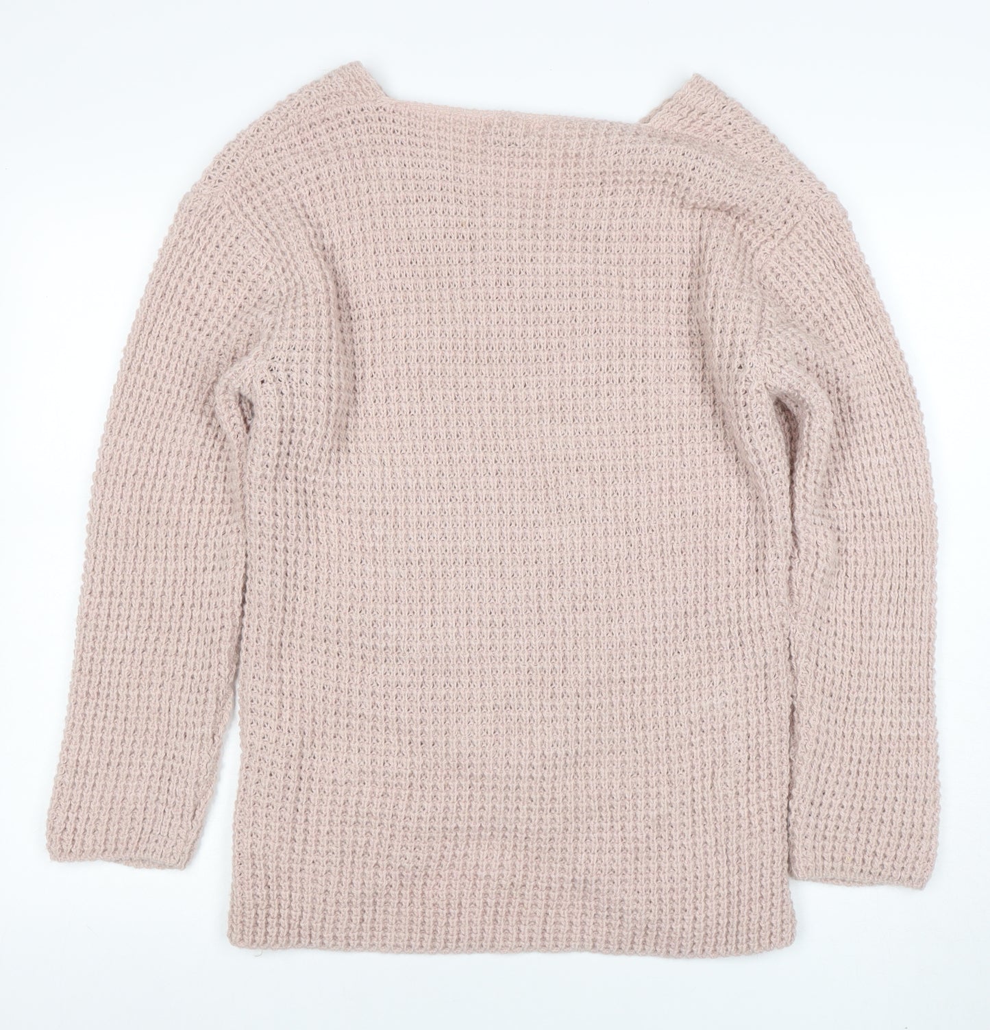 LUCA VANNUCCI Women Beige XL Wrap Chunky Knit V-Neck Jumper