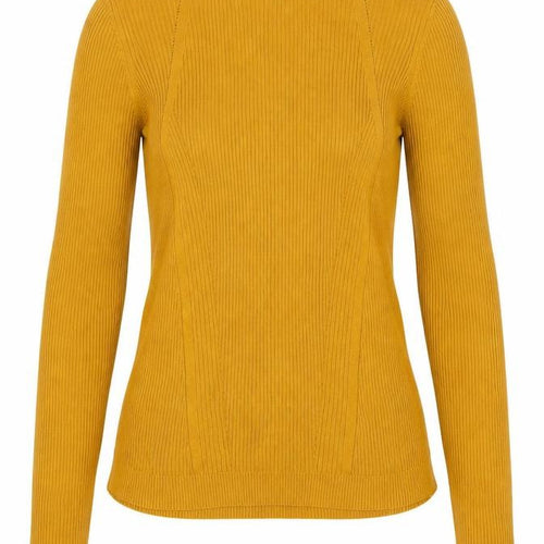 Topshop Women Yellow Ribbed Long Sleeve Slim Fit Pullover Jumper Size L