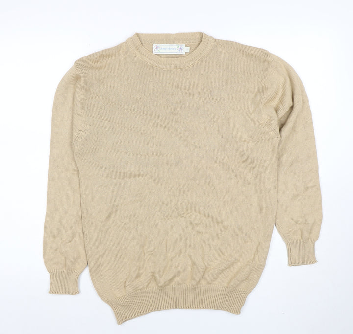 Amy Moore Women's Beige Cotton Crew Neck Jumper Size S