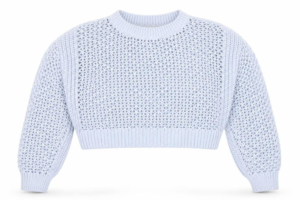 Front view of Primark Women Blue Open-Knit Relaxed jumper, size S