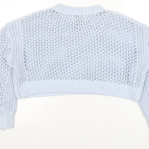 Primark Women Blue Open-Knit Relaxed Pullover Jumper Size S