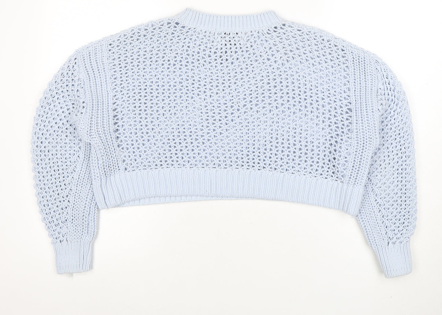 Primark Women Blue Open-Knit Relaxed Pullover Jumper Size S