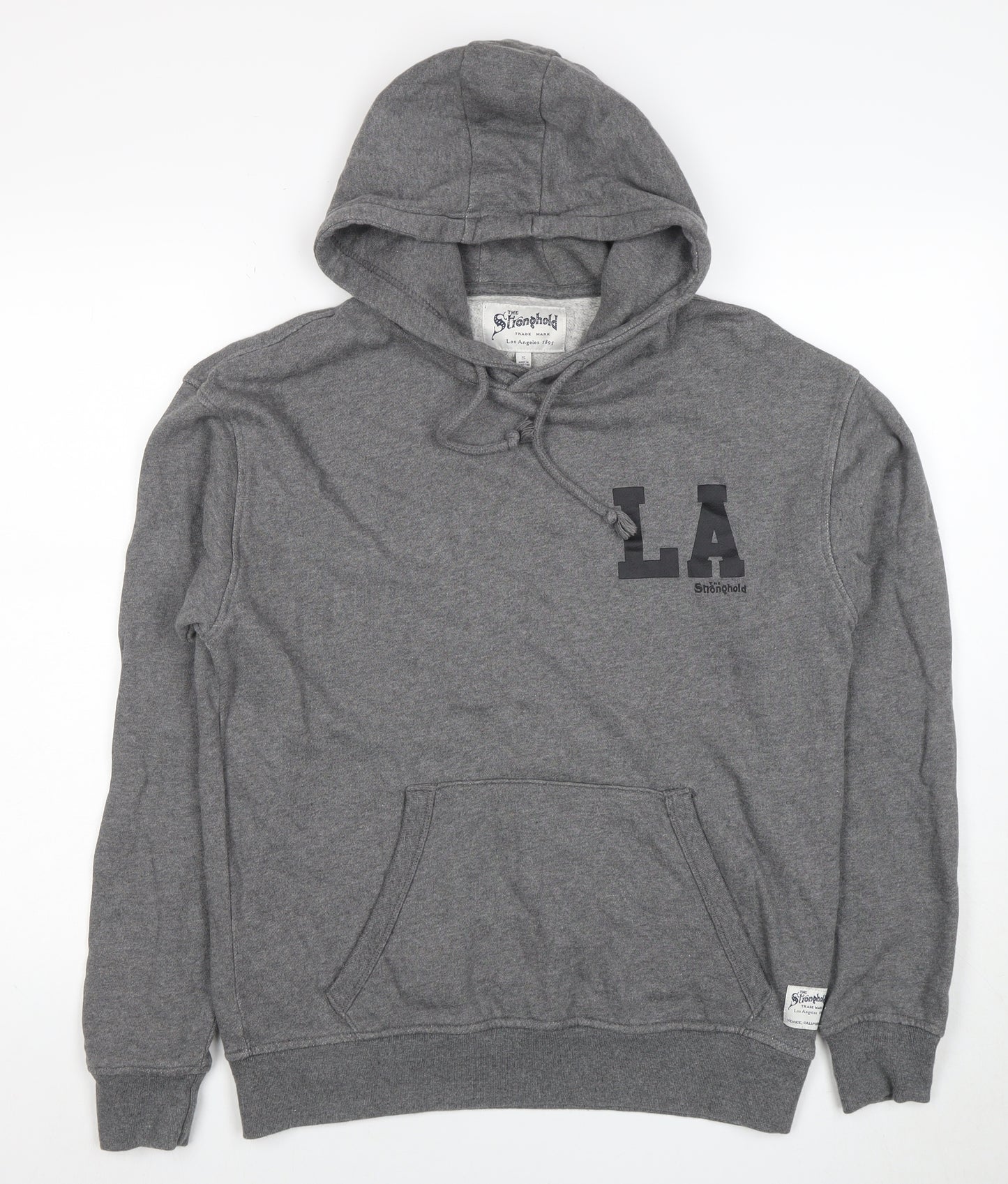 The Stronghold Men’s Grey Pullover Hoodie S Graphic LA Logo