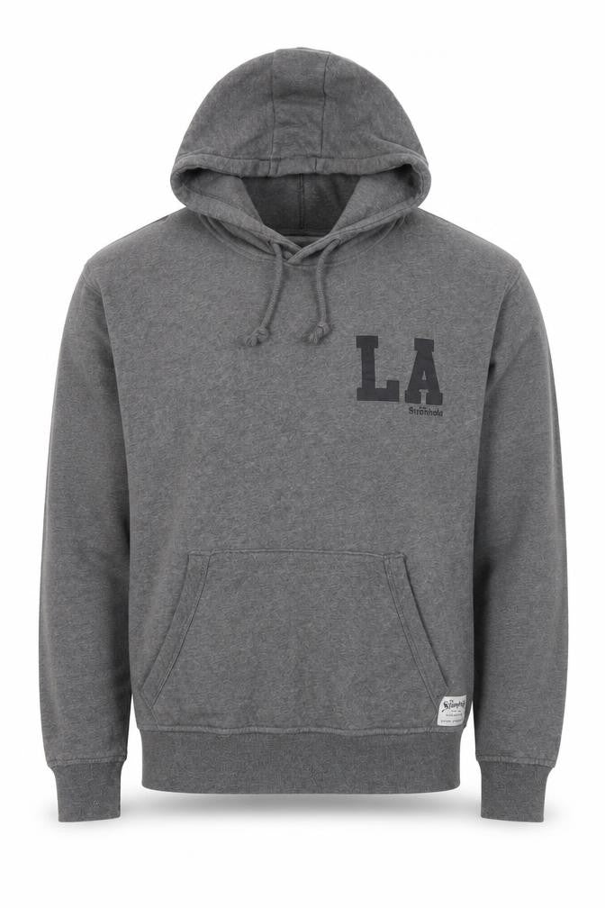The Stronghold Men’s Grey Pullover Hoodie S Graphic LA Logo