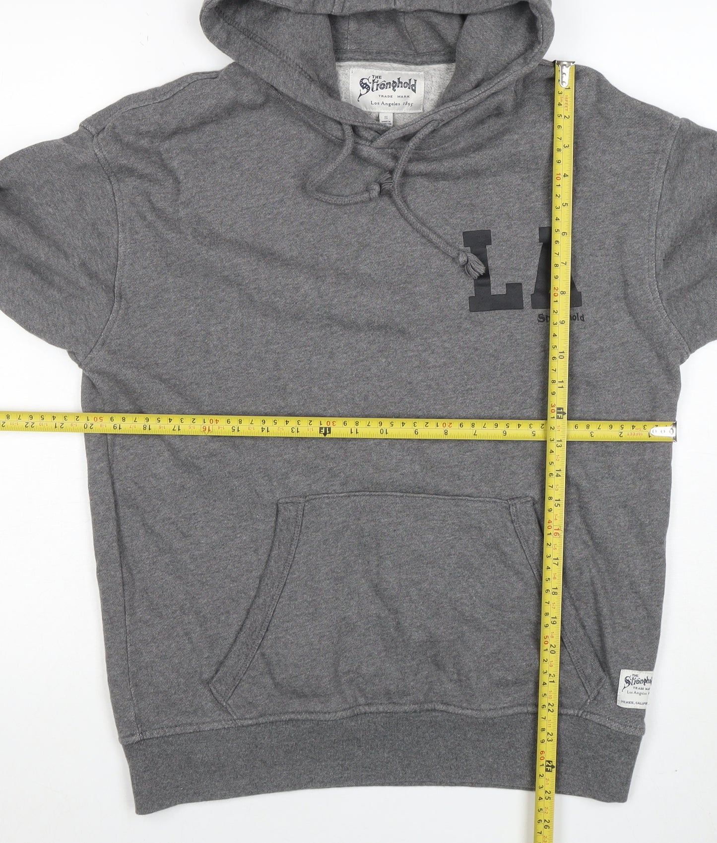 The Stronghold Men’s Grey Pullover Hoodie S Graphic LA Logo