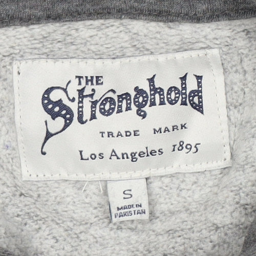The Stronghold Men’s Grey Pullover Hoodie S Graphic LA Logo