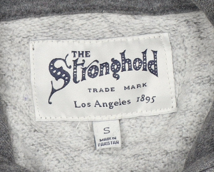 The Stronghold Men’s Grey Pullover Hoodie S Graphic LA Logo