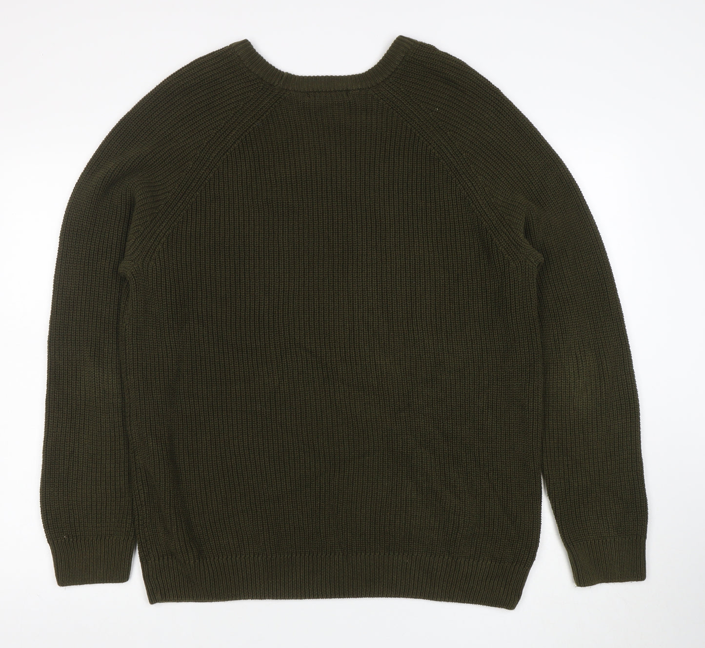 Tu Men Green Cotton Crew Neck Chunky Knit Jumper L