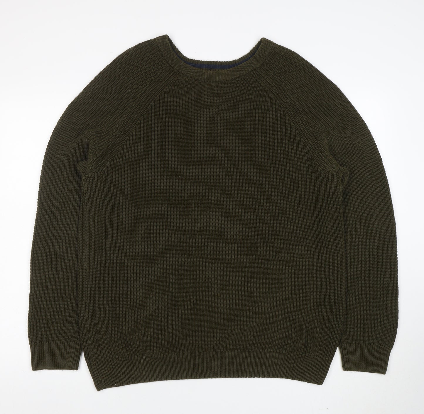 Tu Men Green Cotton Crew Neck Chunky Knit Jumper L