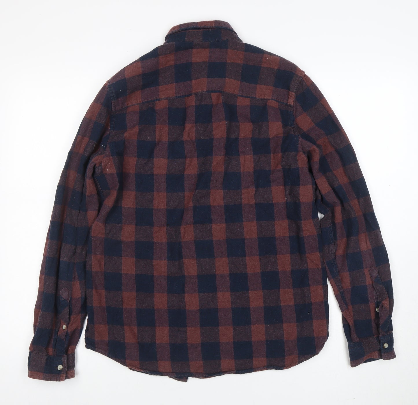 KIABI Men Brown Checked Flannel Long Sleeve Regular Fit Shirt Size M