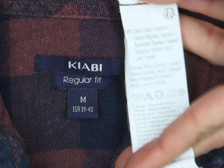 KIABI Men Brown Checked Flannel Long Sleeve Regular Fit Shirt Size M