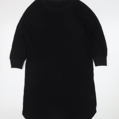 Uniqlo Women Black S T-Shirt Dress Knit Long Sleeve Casual Workwear