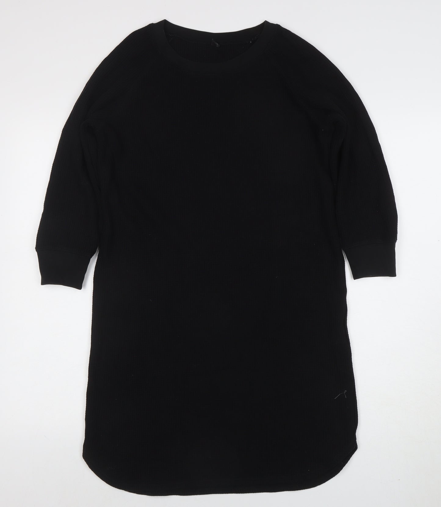 Uniqlo Women Black S T-Shirt Dress Knit Long Sleeve Casual Workwear
