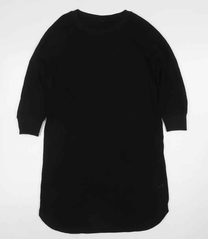 Uniqlo Women Black S T-Shirt Dress Knit Long Sleeve Casual Workwear