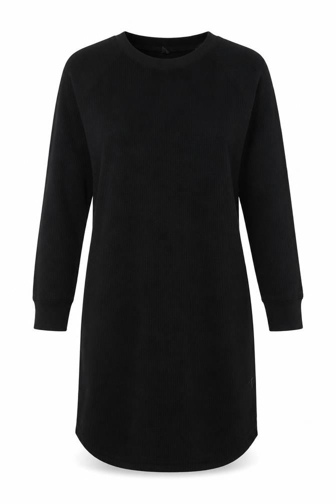 Uniqlo Women Black S T-Shirt Dress Knit Long Sleeve Casual Workwear
