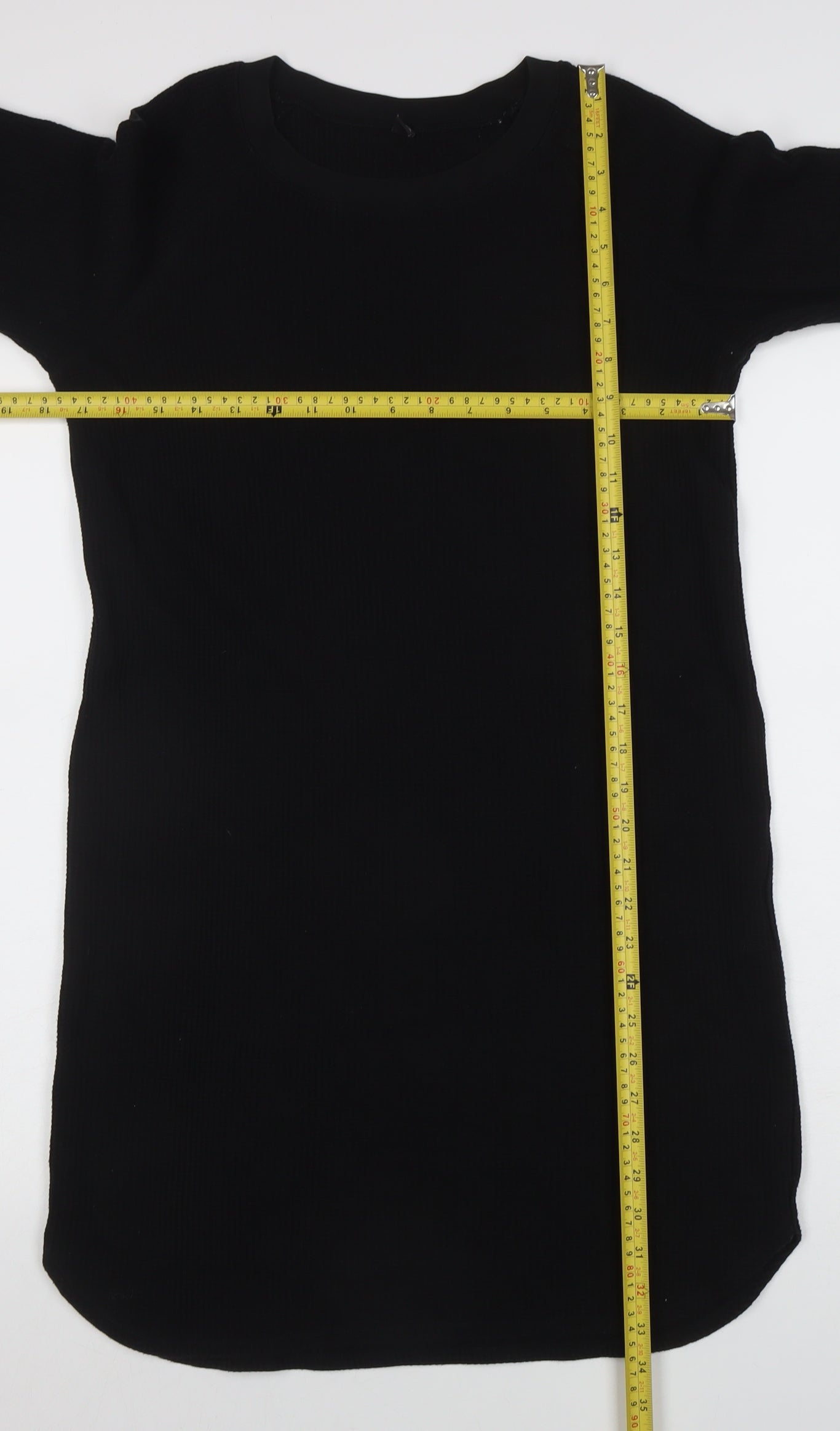 Uniqlo Women Black S T-Shirt Dress Knit Long Sleeve Casual Workwear