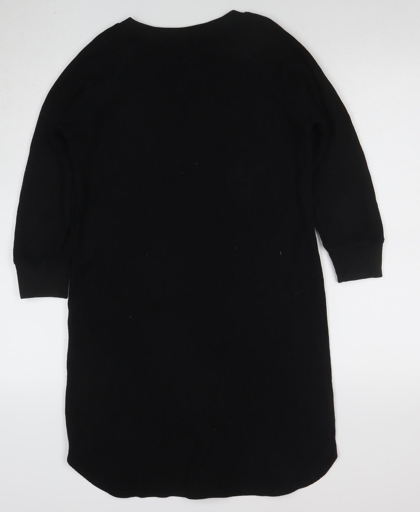 Uniqlo Women Black S T-Shirt Dress Knit Long Sleeve Casual Workwear