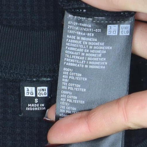 Uniqlo Women Black S T-Shirt Dress Knit Long Sleeve Casual Workwear